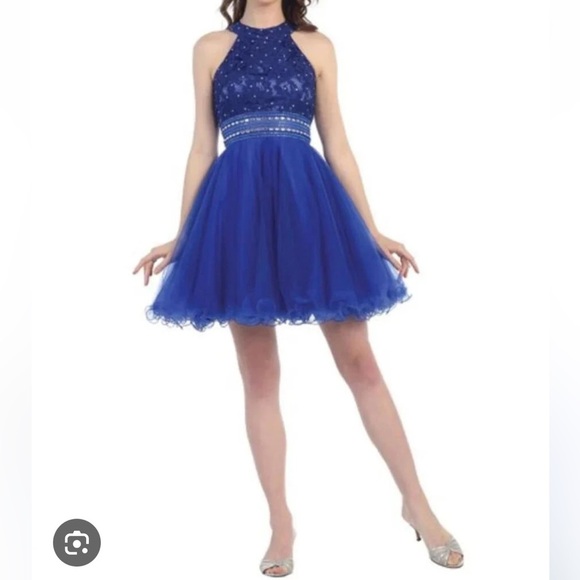 Royal Blue Sparkle Formal Dress - Picture 1 of 6